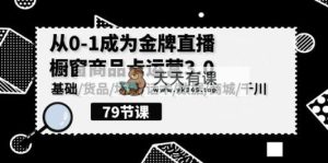 0-1变成王牌直播间-橱窗展示产品卡经营3.0，基本/货物/情景/销售话术/数据信息/商城系统/巨量千川-天天有课网