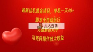 全新放置挂机掘金队新项目，单机版一天40 ，脚本制作全自动控制，解锁新技能，可引流矩阵实际操作…-天天有课网