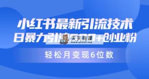 日引500 月转现六位数24年全新小红书的暴力行为引流方法做兼职粉实例教程-天天有课网