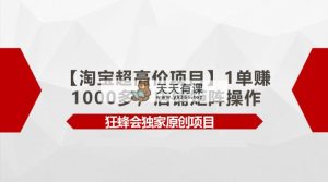 【淘宝网超高价位新项目】1单赚1000多，店面引流矩阵实际操作-天天有课网
