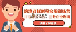 跨境电商老总-财税合规夏令营，避开涉税风险、提高公司利润-天天有课网