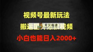 2024微信视频号全新游戏玩法，运送海外爆款短视频，100%过原创设计，新手也可以日入2000-天天有课网