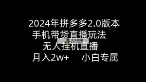 2024年拼多多2.0版本，手机带货直播玩法，无人挂机直播， 月入2w+， 小…-天天有课网
