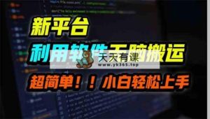 新平台用软件无脑搬运，月赚10000+，小白也能轻松上手-天天有课网