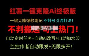 小红薯一键克隆Ai终极版！独家自热流爆款引流，可矩阵不封号玩法！-天天有课网