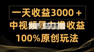 中视频暴力撸收益，日入3000＋，100%原创玩法，小白轻松上手多种变现方式-天天有课网