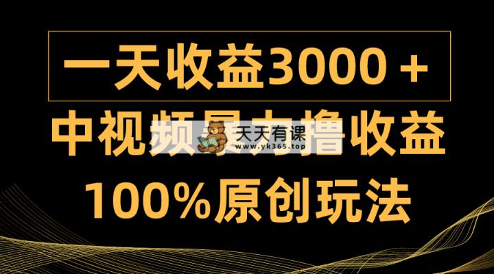 中视频暴力撸收益，日入3000＋，100%原创玩法，小白轻松上手多种变现方式-天天有课网