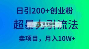 超暴力引流法，日引200+创业粉，卖项目月入10W+-天天有课网