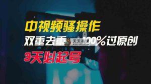 中视频骚操作，双重去重100%过原创，3天比必起号，简单无脑，月入3W+-天天有课网