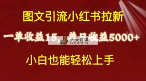 图文并茂引流方法小红书的引流一单15元，单日暴力行为盈利5000 ，新手也可以快速上手-天天有课网
