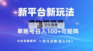 2024【得物APP】新渠道游戏玩法，去重复手机软件扶持爆款短视频，引流矩阵游戏玩法，新手没脑子操…-天天有课网
