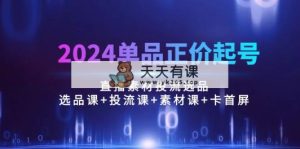 2024品类原价养号，直播素材投流选款：选款课 投流课 素材内容课 卡首屏/100节-天天有课网
