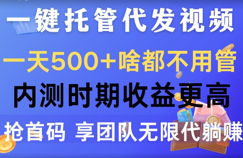 一键代管代发货短视频，一天500 什么都不管，内侧阶段收益更高，抢首码，享精英团队无限代躺着赚钱-天天有课网