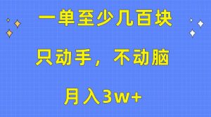 一单至少几百块，只动手不动脑，月入3w+。看完就能上手，保姆级教程-天天有课网