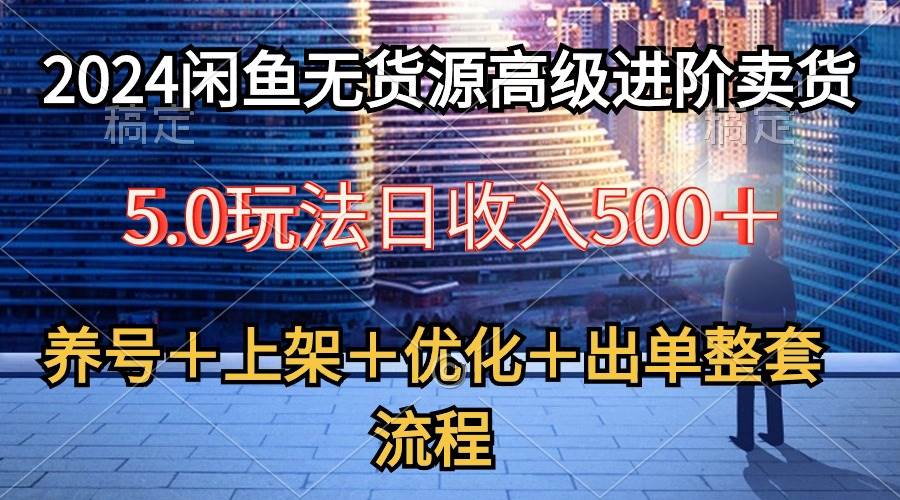 2024闲鱼无货源高级进阶卖货5.0，养号＋选品＋上架＋优化＋出单整套流程-天天有课网