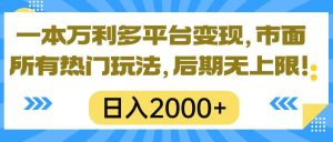 一本万利多平台变现,市面所有热门玩法,日入2000+,后期无上限!-天天有课网