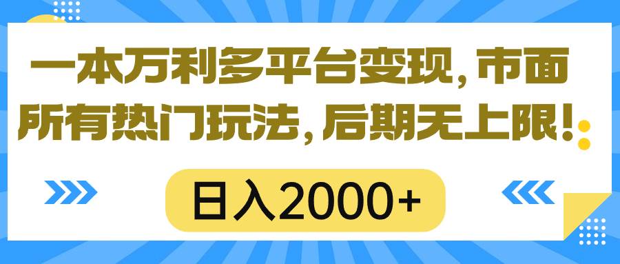 一本万利多平台变现，市面所有热门玩法，日入2000+，后期无上限！-天天有课网