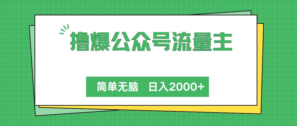 撸爆公众号流量主，简单无脑，单日变现2000+-天天有课网