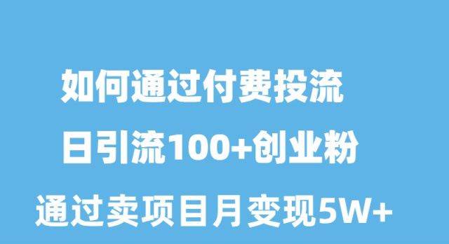 如何通过付费投流日引流100+创业粉月变现5W+-天天有课网