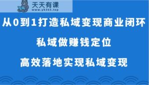 从0到1打造出私域变现商业闭环-公域做挣钱精准定位，高效率落地式完成私域变现-天天有课网