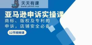 亚马逊申诉实战课，商标、版权及专利的申诉，店铺安全必备-天天有课网