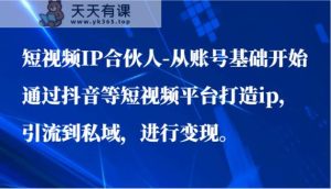 小视频IP合作伙伴-从账户基础做起通过短视频等短视频app打造出ip，引导到公域，进行变现。-天天有课网