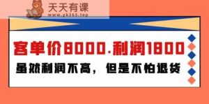 某微信公众号付费文章《客单价8000.利润1800.虽然利润不高，但是不怕退货》-天天有课网