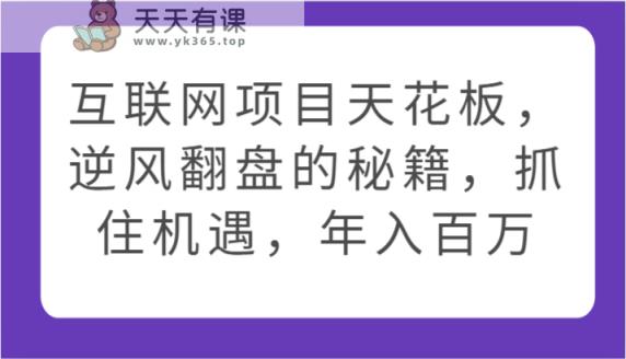 网络项目吊顶天花板，让二追三的秘笈，把握机遇，年收入百万-天天有课网
