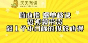 随心推爆单秘诀，短视频带货-超1个小目标的投放心得-天天有课网