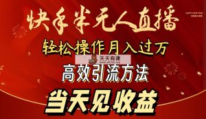 2024快手视频半无人直播 易操作月入1W  高效率引流方法 当日见盈利-天天有课网