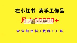 在小红书卖手工饰品，月入50000 ，含详细信息 实例教程 专用工具-天天有课网