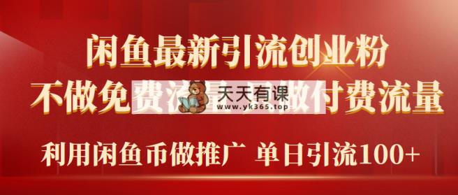 2024年闲鱼币推广引流创业粉，不做免费流量，只做付费流量，单日引流100+-天天有课网