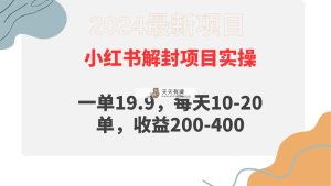 小红书的解除限制新项目： 一单19.9，每日10-20单，盈利200-400-天天有课网