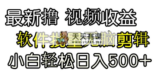 发视频撸收益，软件无脑批量剪辑，第一天发第二天就有钱-天天有课网