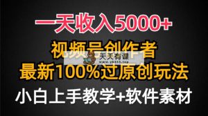 一天收益5000 ，微信视频号原创者，全新100%原创设计游戏玩法，一对新人友善，新手也可以.-天天有课网