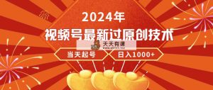 2024年微信视频号全新过原创技术，当日养号，工作稳定，日入1000-天天有课网