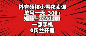 抖音视频强势小雪花购买课程，运单号一天300 ，引流矩阵一天3000 ，一部手机0粉丝们播出-天天有课网