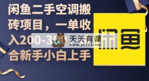 闲鱼二手中央空调搬砖项目，一单收益200-300，适宜新手入门入门-天天有课网