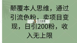 刷新自己逻辑思维，根据引流方法颜料，卖项目转现，日引200粉，收益无限制-天天有课网