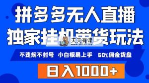 拼多多无人直播带货，纯挂机模式，小白极易上手，不违规不封号， 轻松日…-天天有课网