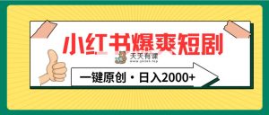 小红书的，爆爽短剧剧本，一键原创设计，日入2000-天天有课网