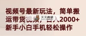 微信视频号全新游戏玩法，简易运送带货视频，日入2000 ，新手入门手机上轻轻松松实际操作-天天有课网