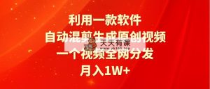 利用一款软件，自动混剪生成原创视频，一个视频全网分发，月入1W+附软件-天天有课网