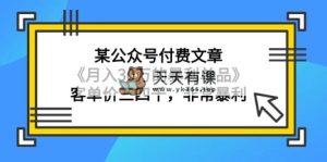 某公众号付费文章《月入30万的暴利单品》客单价三四千，非常暴利-天天有课网