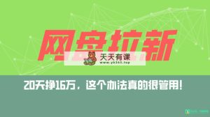百度云盘引流 公域自动式游戏玩法，0粉养号，小白可做，当日见盈利，已测单日破5000-天天有课网