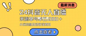 24全新抖音无人直播小说直播项目，评测单日转现2000＋，无需出境，在家里…-天天有课网