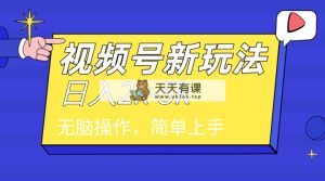 2024年视频号分成计划，日入2000+，文案号新赛道，一学就会，无脑操作。-天天有课网