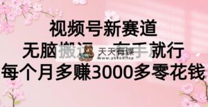视频号新赛道，无脑搬运，有手就行，每个月多赚3000多零花钱-天天有课网