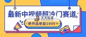 全新中视频超小众跑道，轻松突破原创设计，一条视频收益1000＋-天天有课网