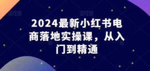 2024全新小红书电商落地式实操课，实用教程-天天有课网